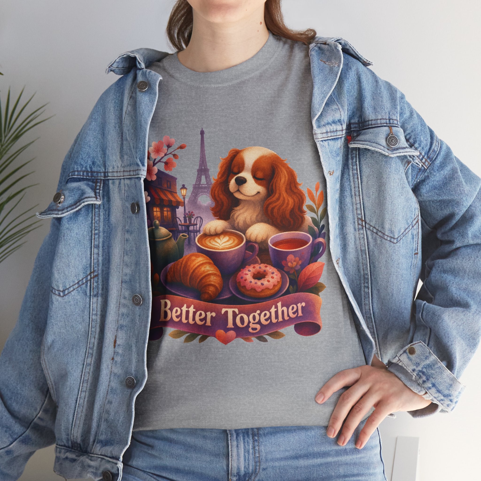 Dog & Brunch Better Together' T‑Shirt — Cute Cavalier King Charles Tea Time Tee