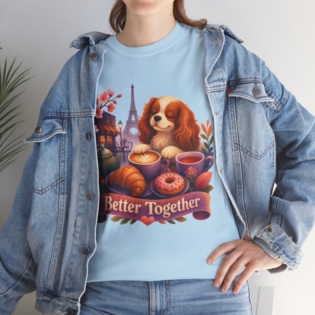 Dog & Brunch Better Together' T‑Shirt — Cute Cavalier King Charles Tea Time Tee