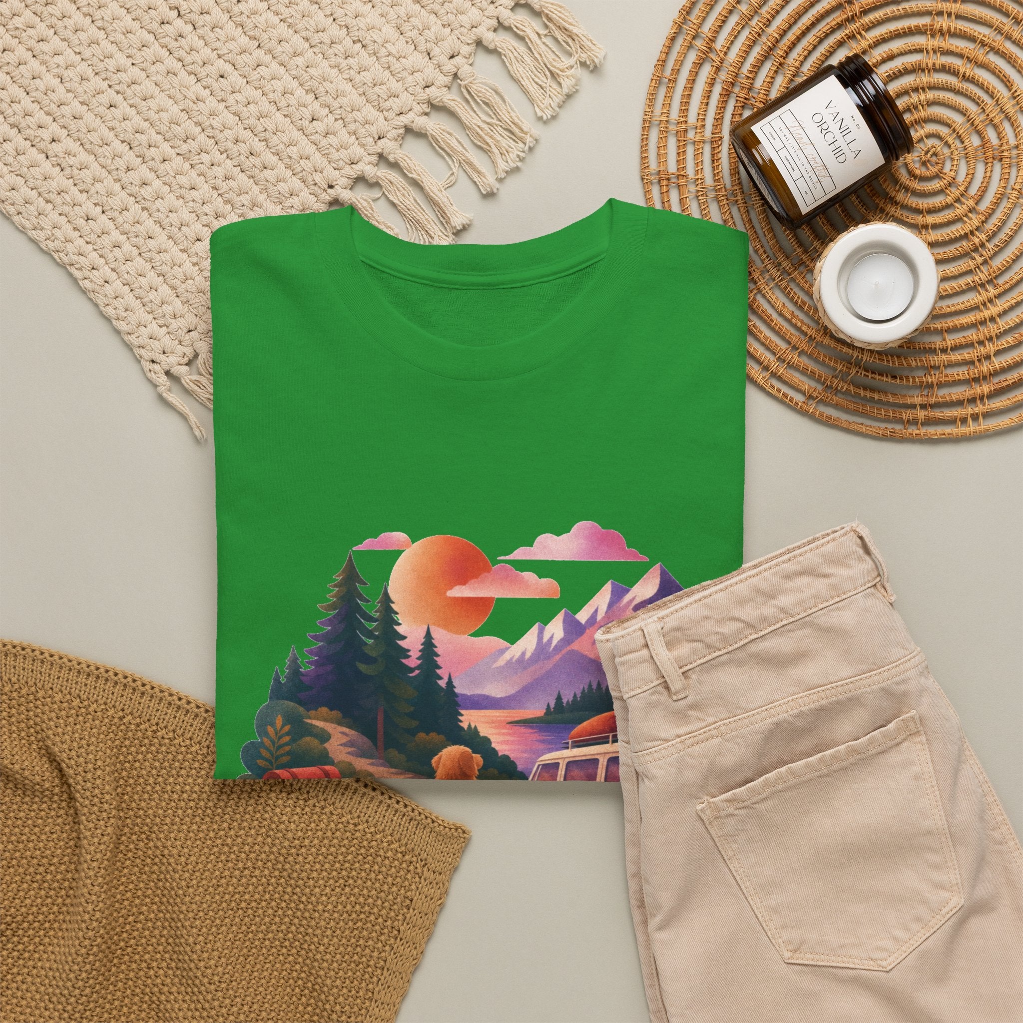 Trips with Dogs - Better Together Camping Van Sunset Graphic Tee