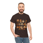 Cafe Vibes Tee — Cozy Autumn Coffee, Dogs & Pumpkin Graphic T-Shirt