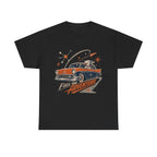 Retro Space Dog Driving Classic Car Tee | Vintage Rocket Adventure