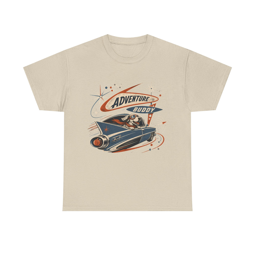 Adventure Buddy Dog Rocket Tee — Vintage Space Explorer T‑Shirt