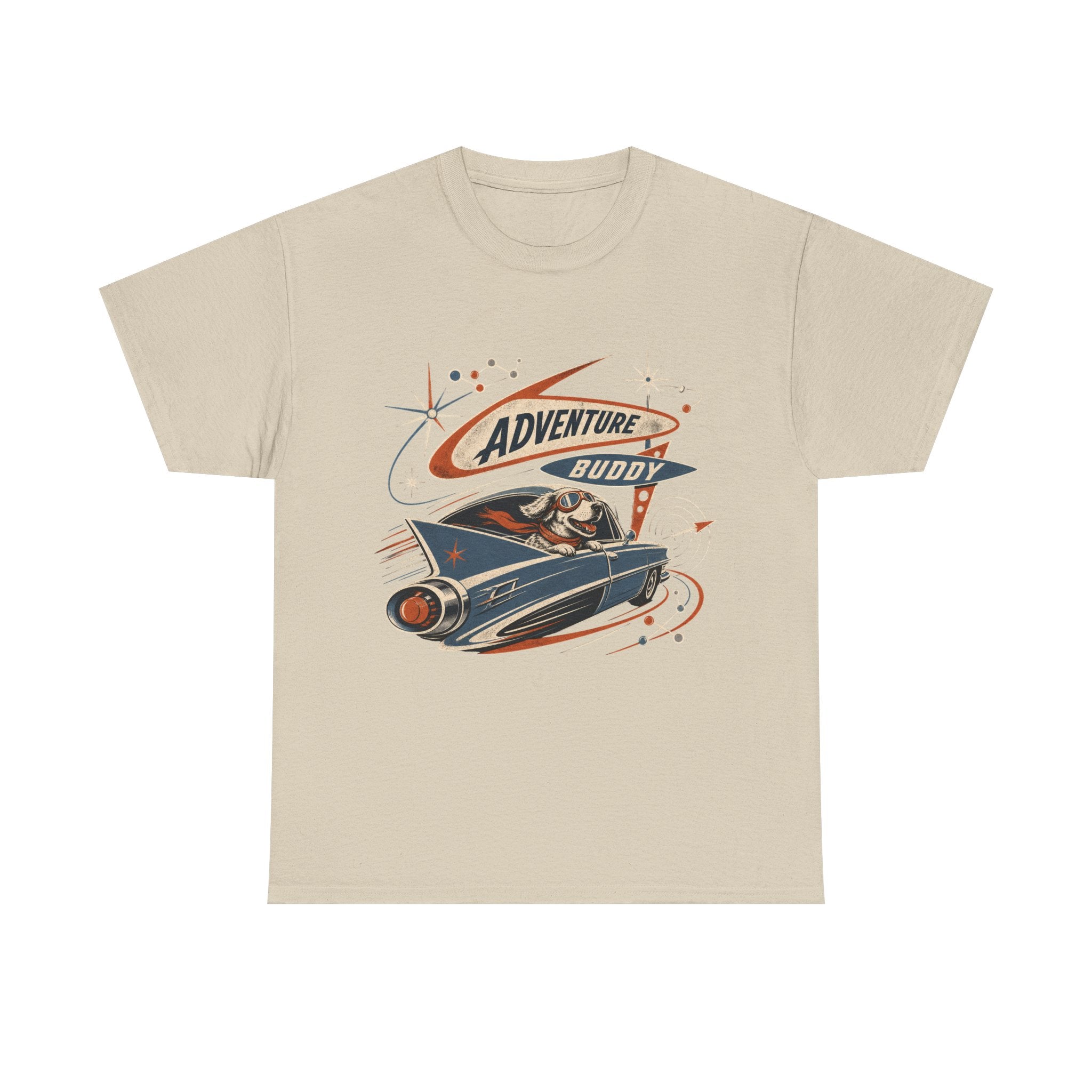 Adventure Buddy Dog Rocket Tee — Vintage Space Explorer T‑Shirt
