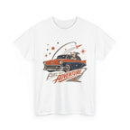 Retro Space Dog Driving Classic Car Tee | Vintage Rocket Adventure