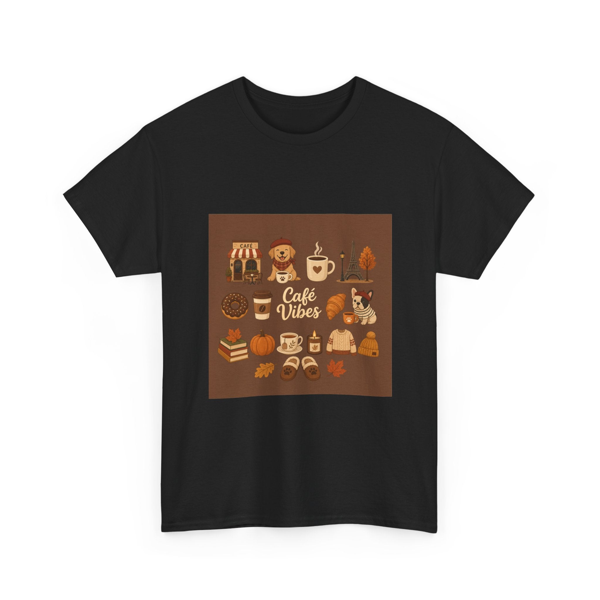 Cafe Vibes Tee — Cozy Coffee and Dogs Graphic T‑Shirt