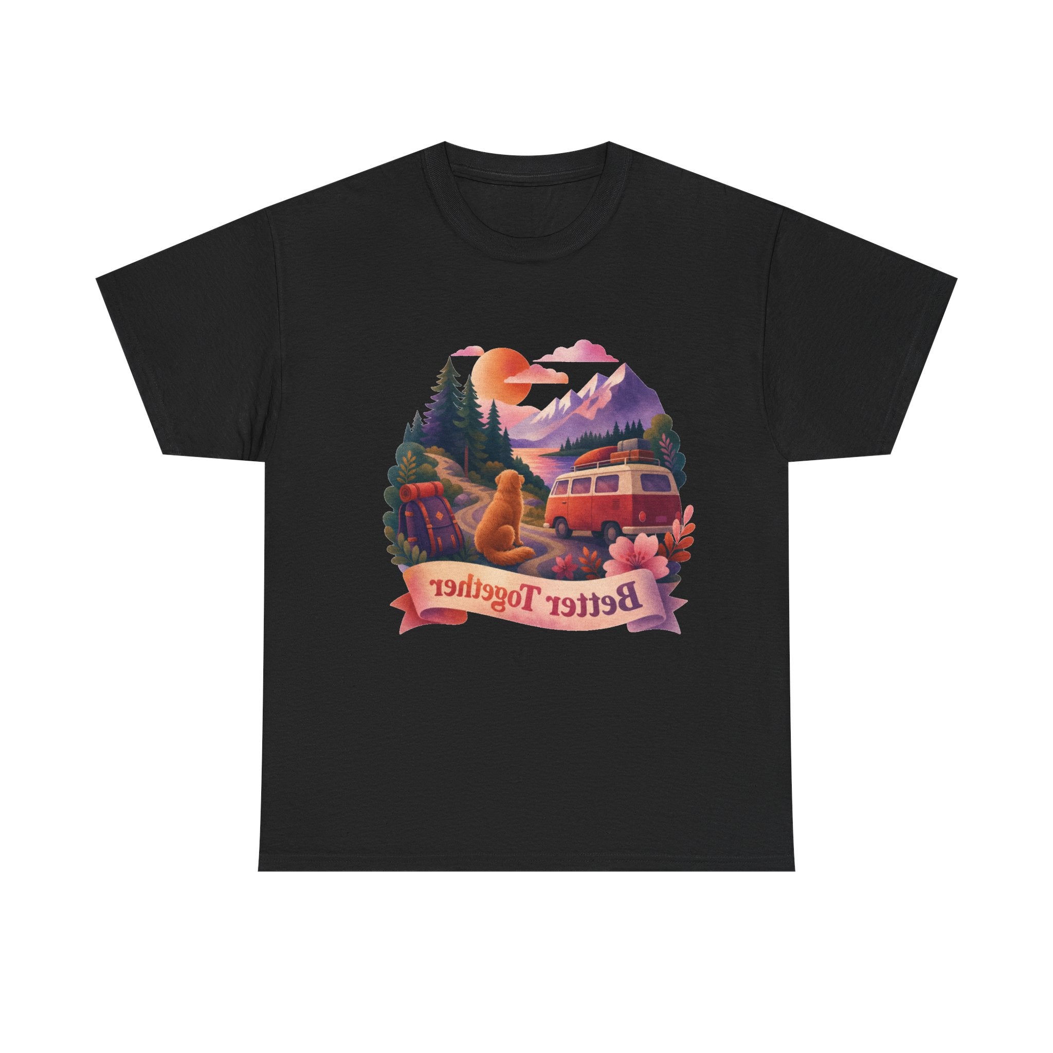 Trips with Dogs - Better Together Camping Van Sunset Graphic Tee