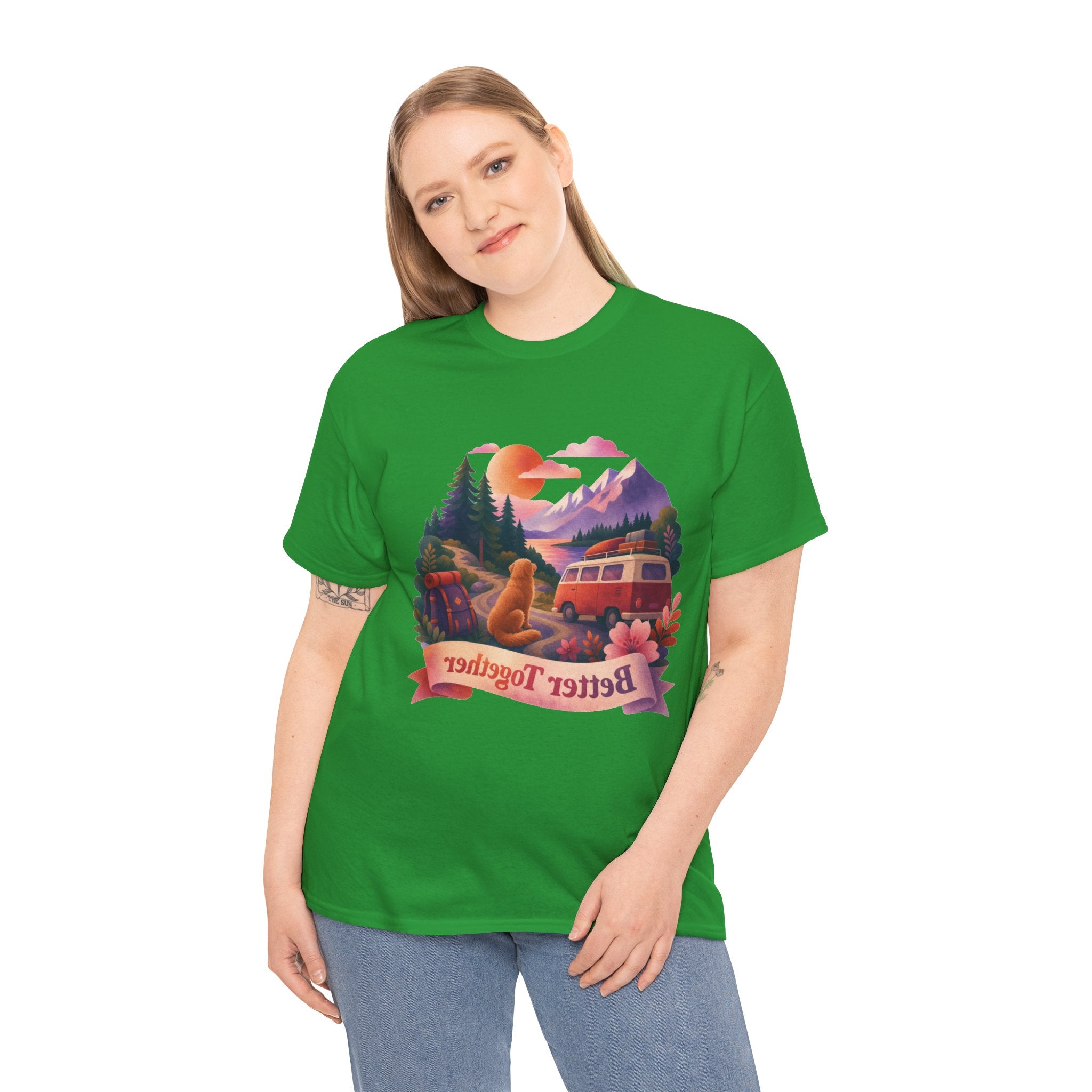 Trips with Dogs - Better Together Camping Van Sunset Graphic Tee