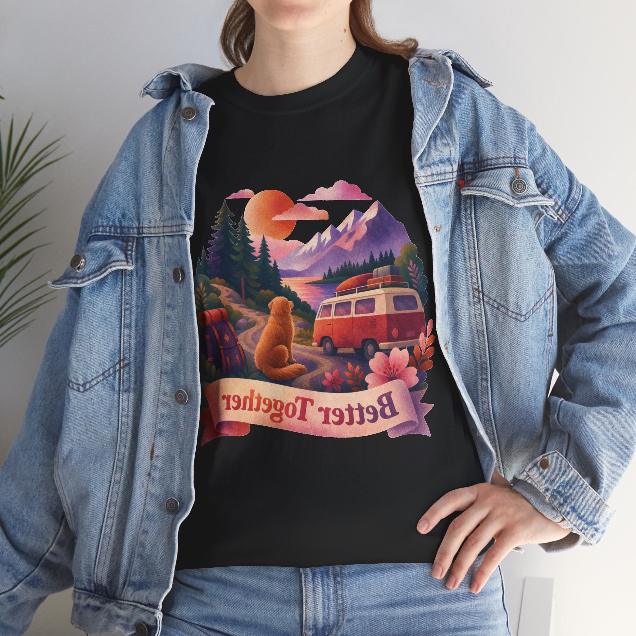 Trips with Dogs - Better Together Camping Van Sunset Graphic Tee