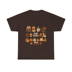 Cafe Vibes Tee — Cozy Autumn Coffee, Dogs & Pumpkin Graphic T-Shirt