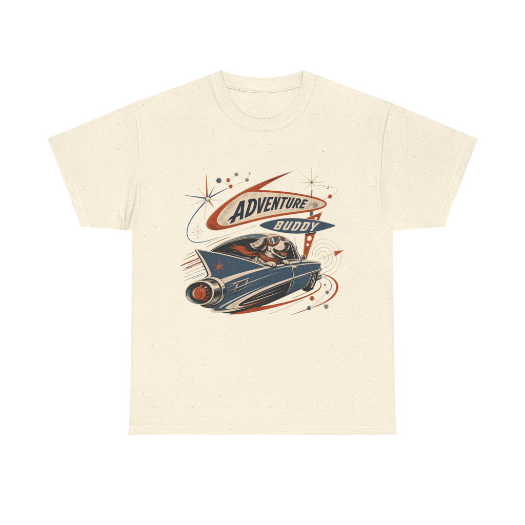 Adventure Buddy Dog Rocket Tee — Vintage Space Explorer T‑Shirt
