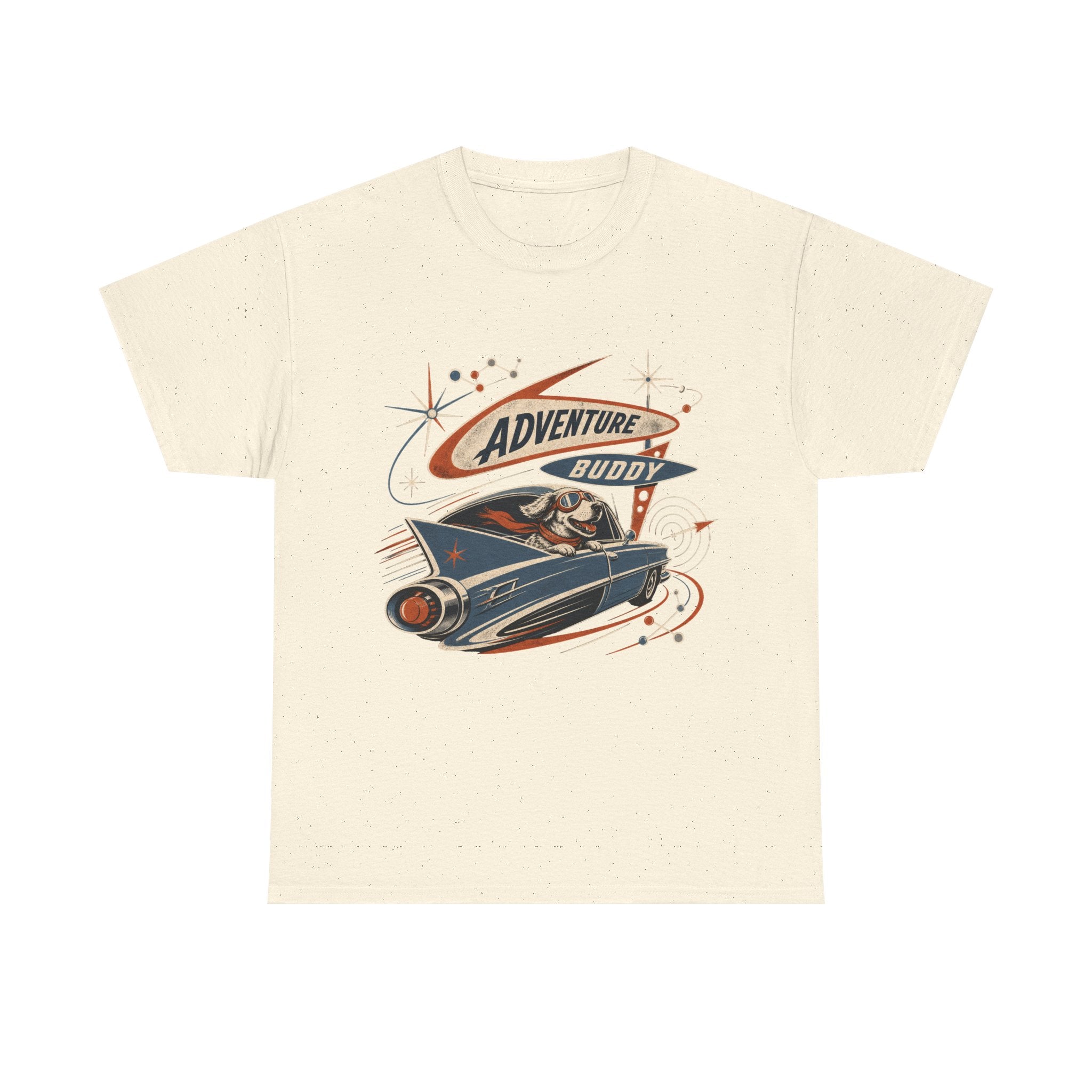 Adventure Buddy Dog Rocket Tee — Vintage Space Explorer T‑Shirt