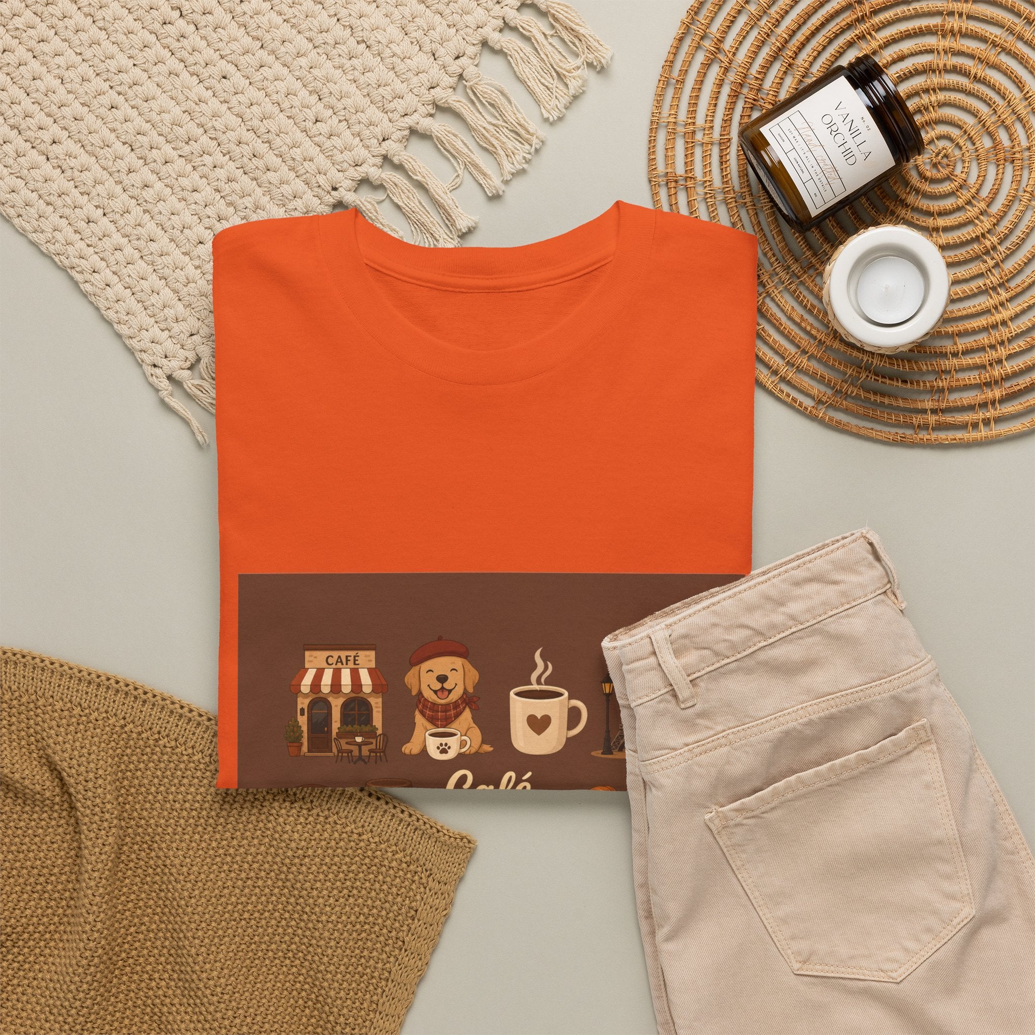 Cafe Vibes Tee — Cozy Coffee and Dogs Graphic T‑Shirt