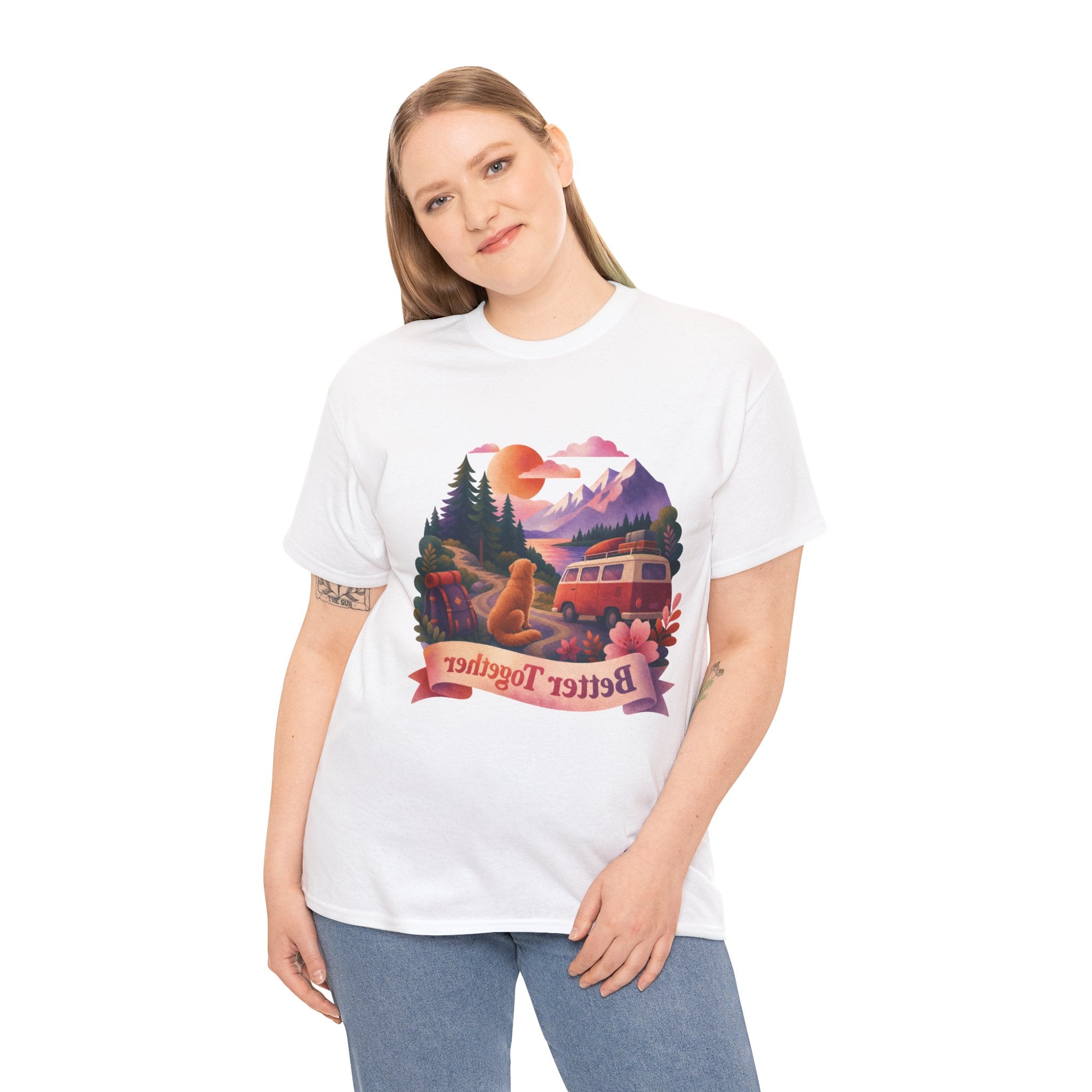 Trips with Dogs - Better Together Camping Van Sunset Graphic Tee