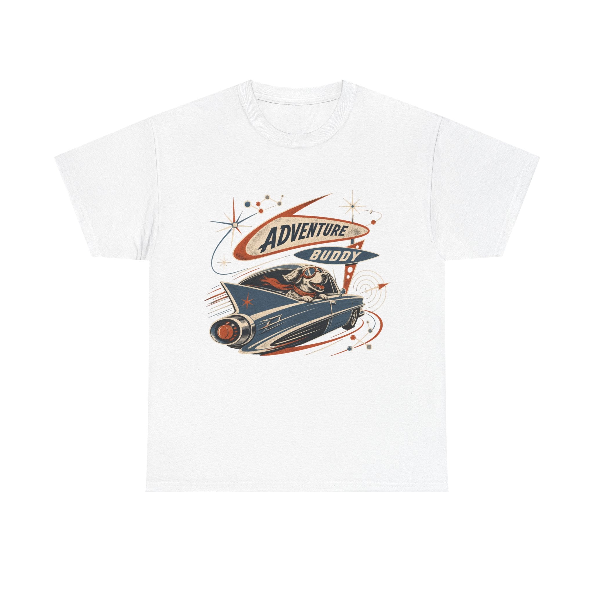 Adventure Buddy Dog Rocket Tee — Vintage Space Explorer T‑Shirt