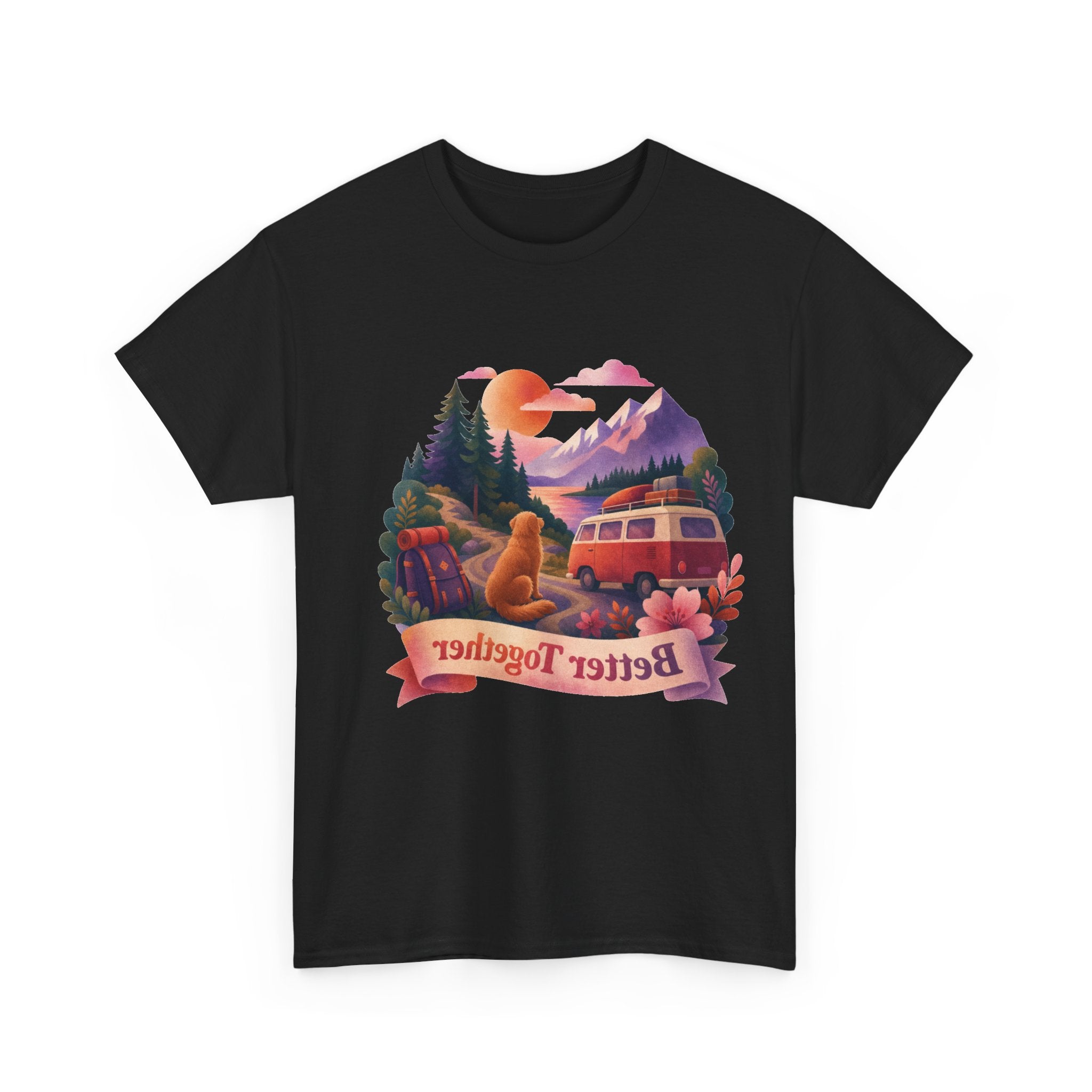 Trips with Dogs - Better Together Camping Van Sunset Graphic Tee