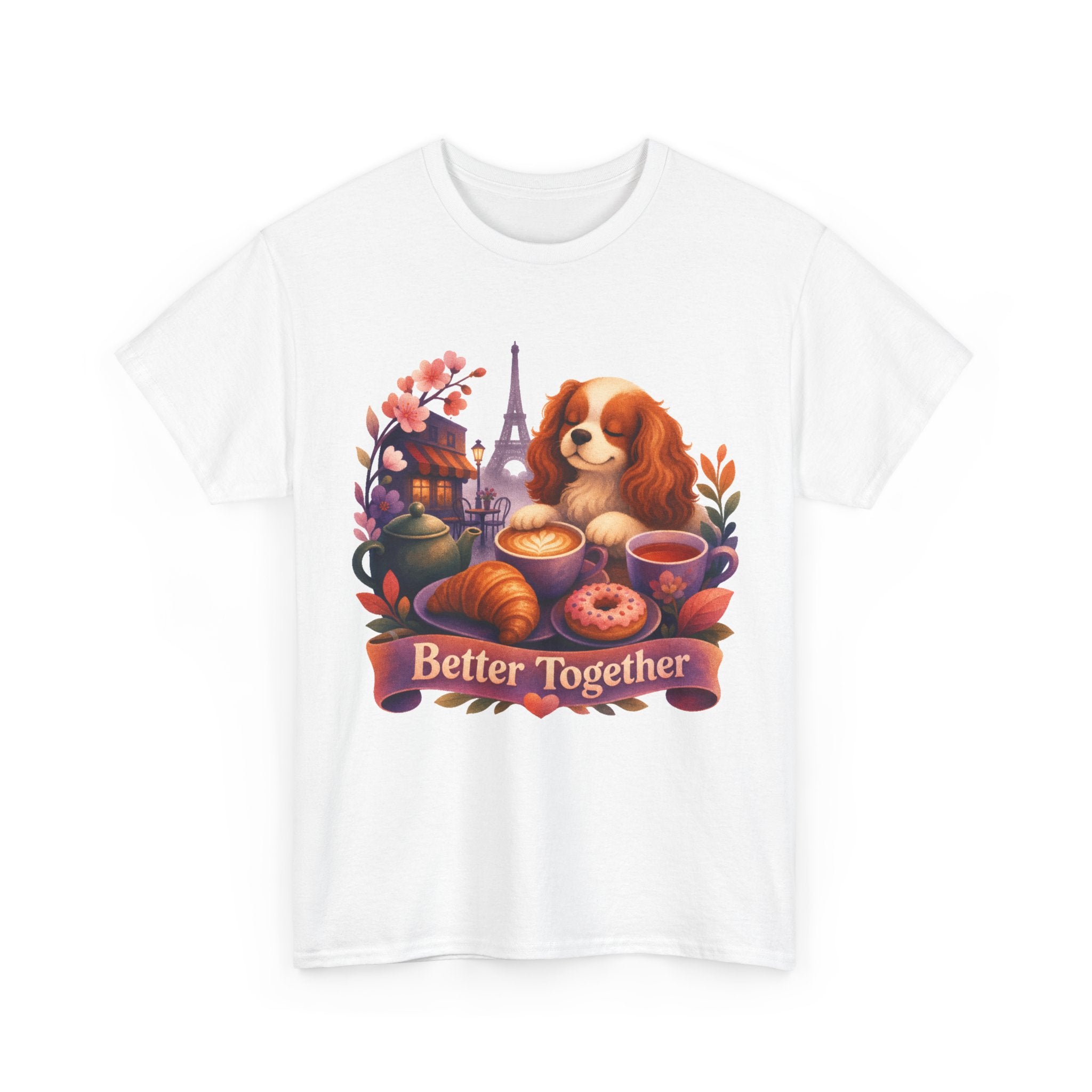 Dog & Brunch Better Together' T‑Shirt — Cute Cavalier King Charles Tea Time Tee