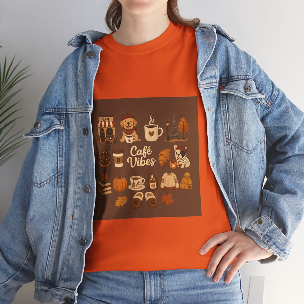 Cafe Vibes Tee — Cozy Coffee and Dogs Graphic T‑Shirt