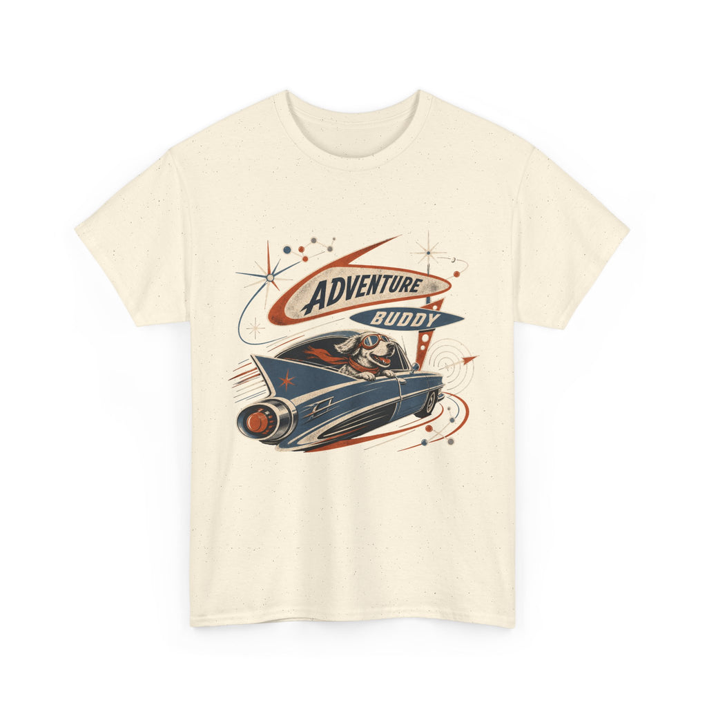 Adventure Buddy Dog Rocket Tee — Vintage Space Explorer T‑Shirt