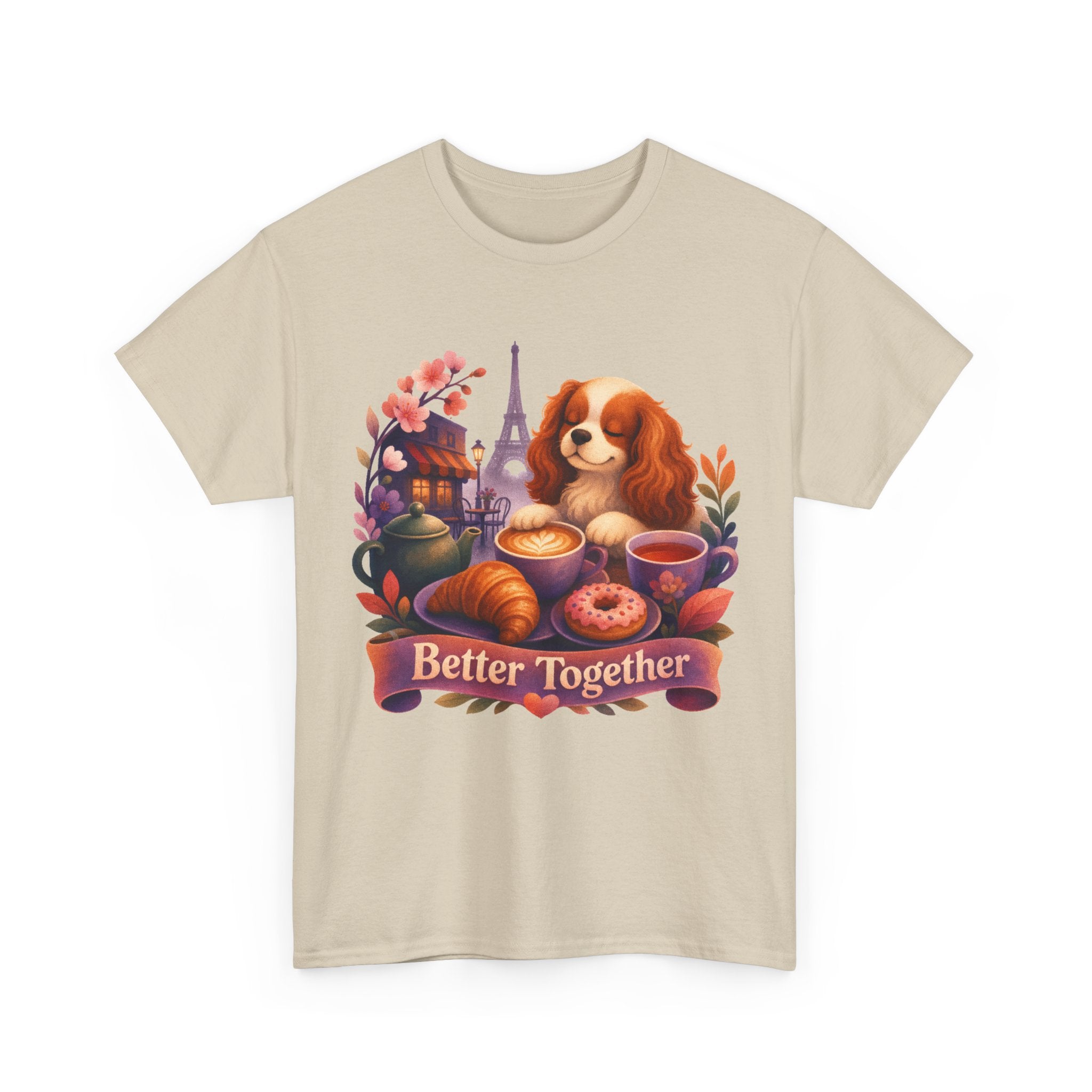 Dog & Brunch Better Together' T‑Shirt — Cute Cavalier King Charles Tea Time Tee