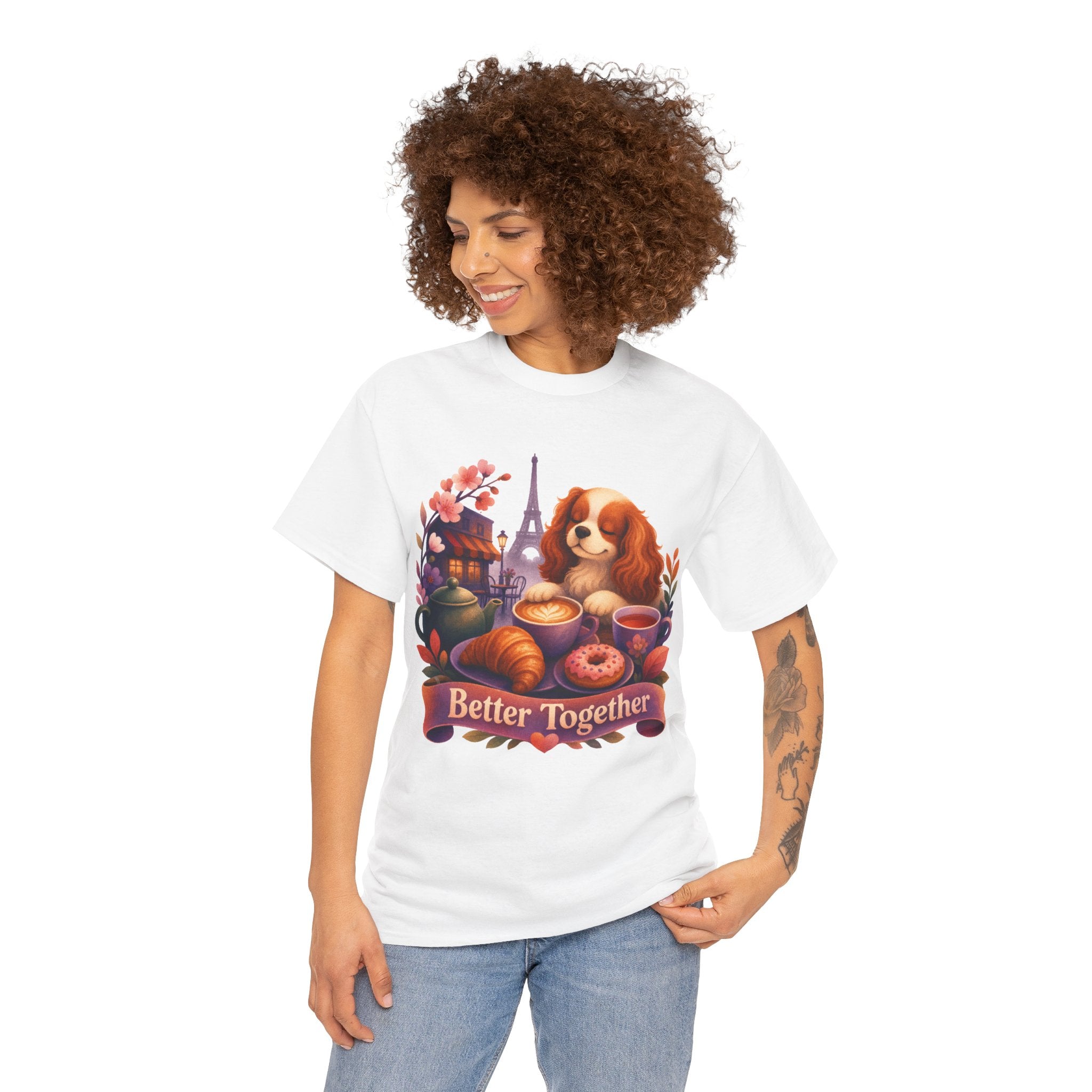 Dog & Brunch Better Together' T‑Shirt — Cute Cavalier King Charles Tea Time Tee