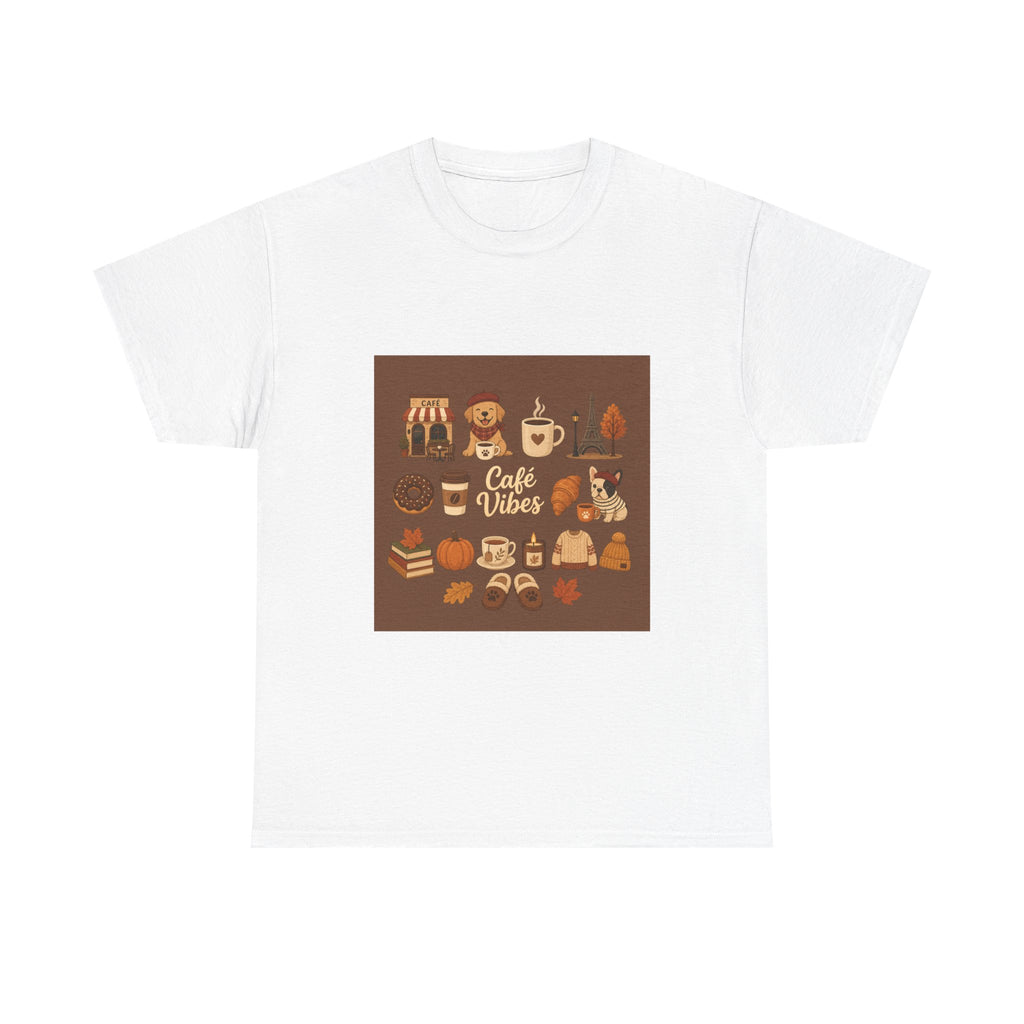 Cafe Vibes Tee — Cozy Coffee and Dogs Graphic T‑Shirt