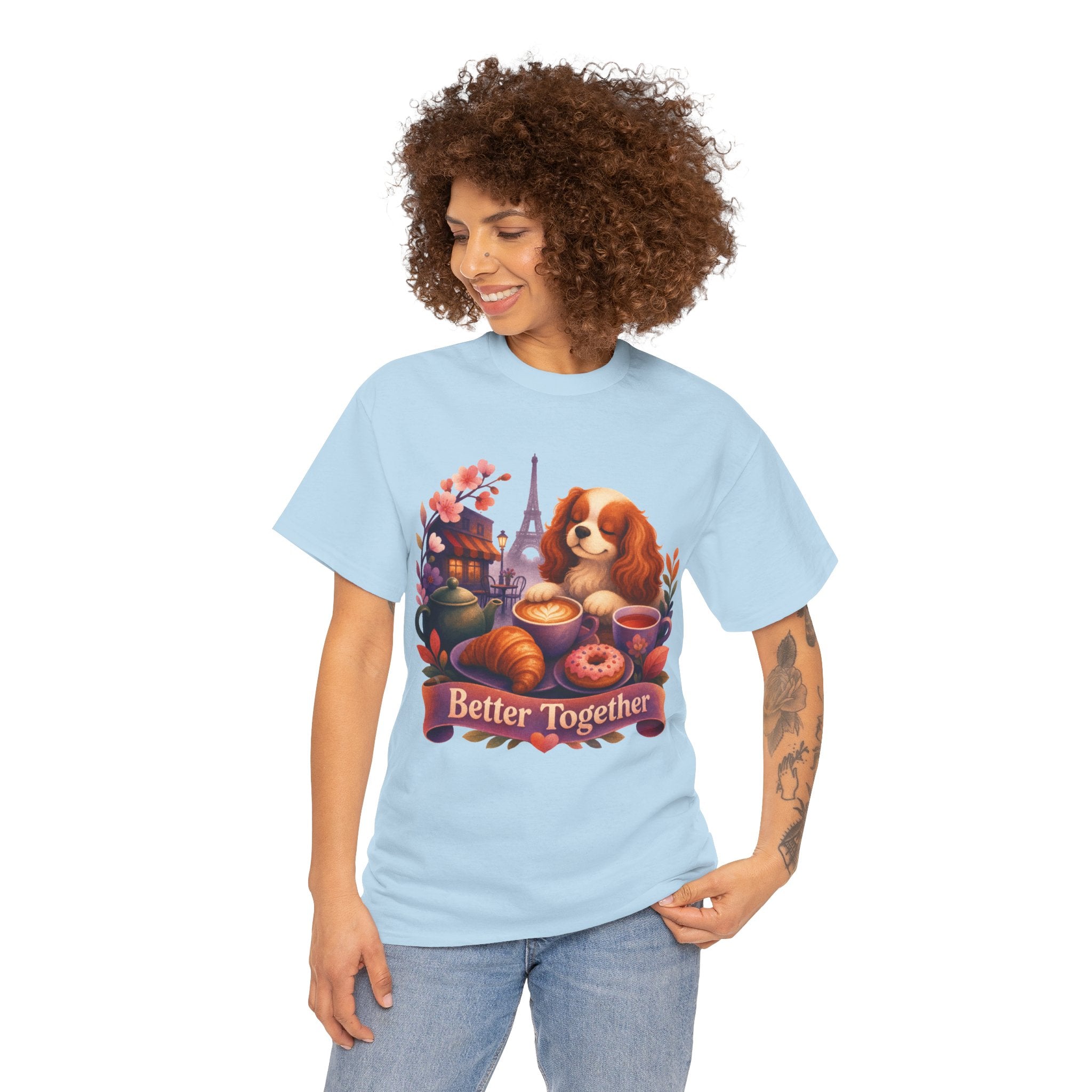 Dog & Brunch Better Together' T‑Shirt — Cute Cavalier King Charles Tea Time Tee