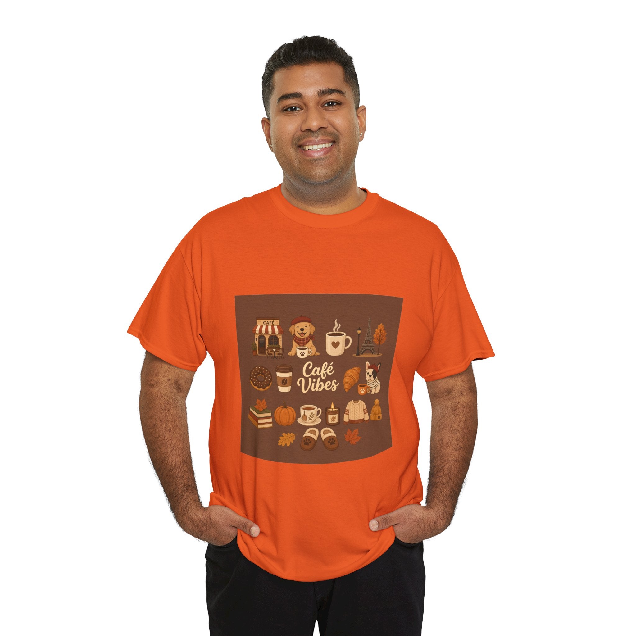 Cafe Vibes Tee — Cozy Coffee and Dogs Graphic T‑Shirt