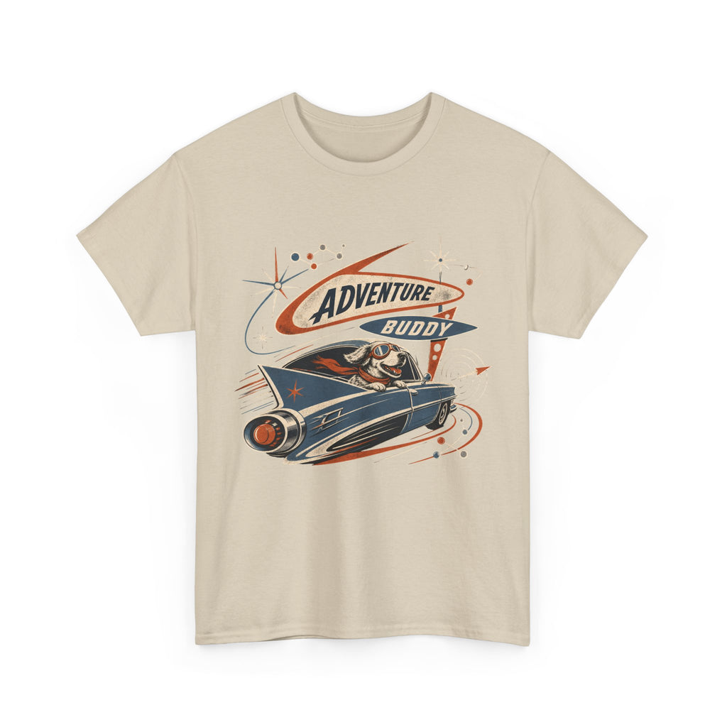 Adventure Buddy Dog Rocket Tee — Vintage Space Explorer T‑Shirt