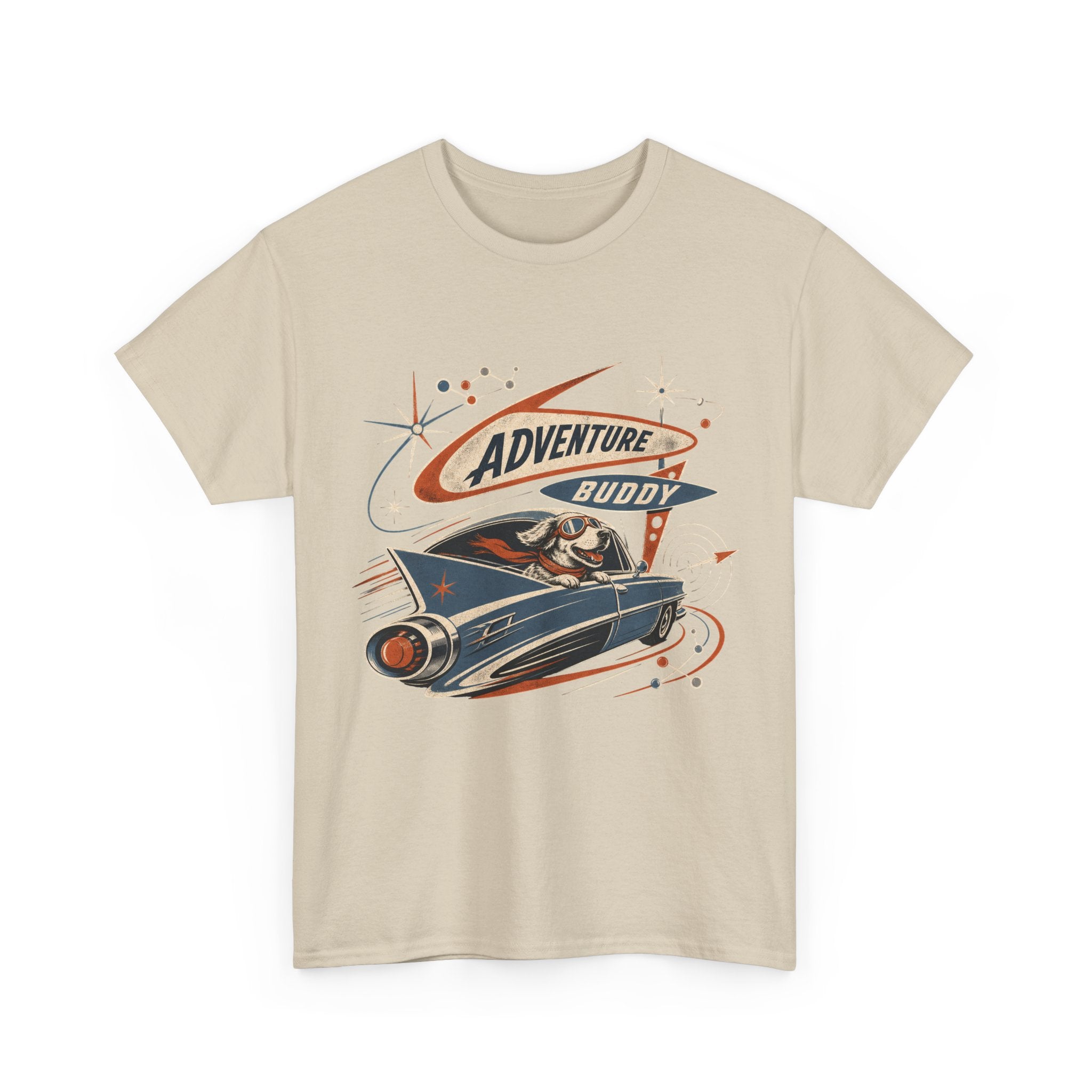 Adventure Buddy Dog Rocket Tee — Vintage Space Explorer T‑Shirt