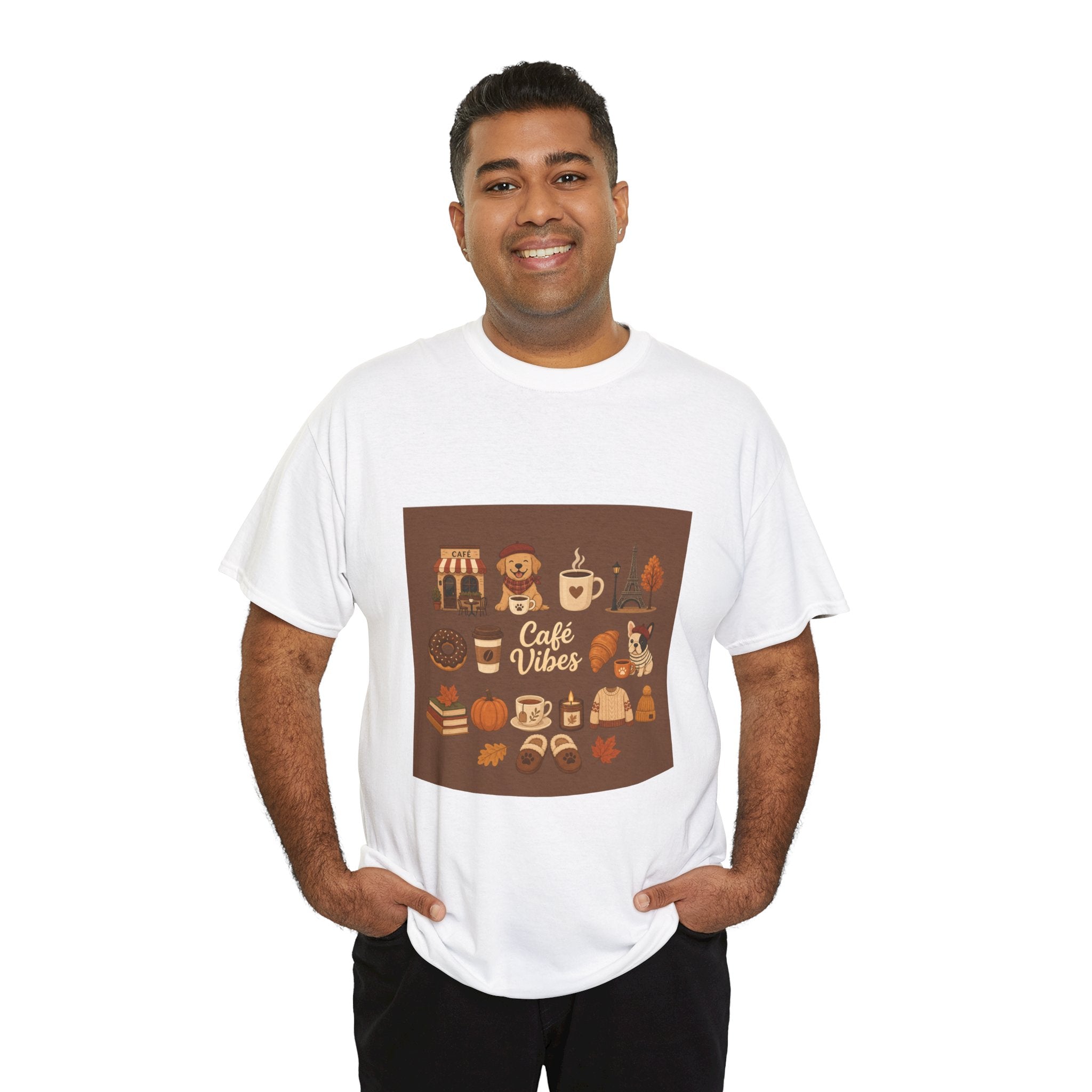 Cafe Vibes Tee — Cozy Coffee and Dogs Graphic T‑Shirt