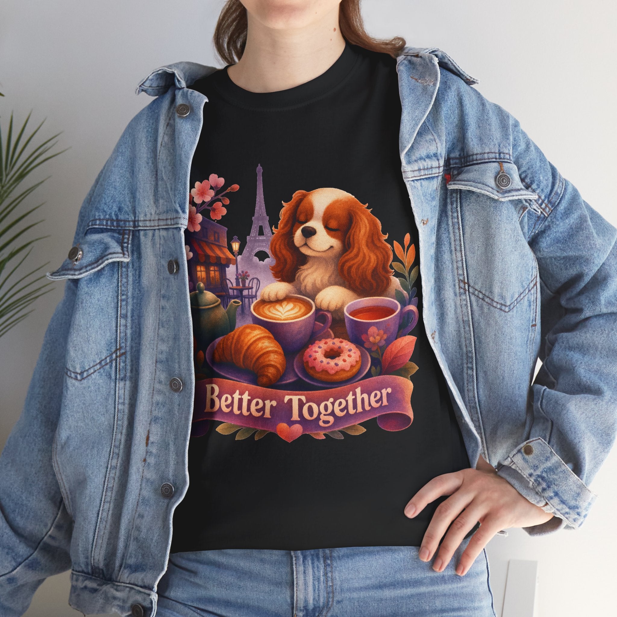 Dog & Brunch Better Together' T‑Shirt — Cute Cavalier King Charles Tea Time Tee