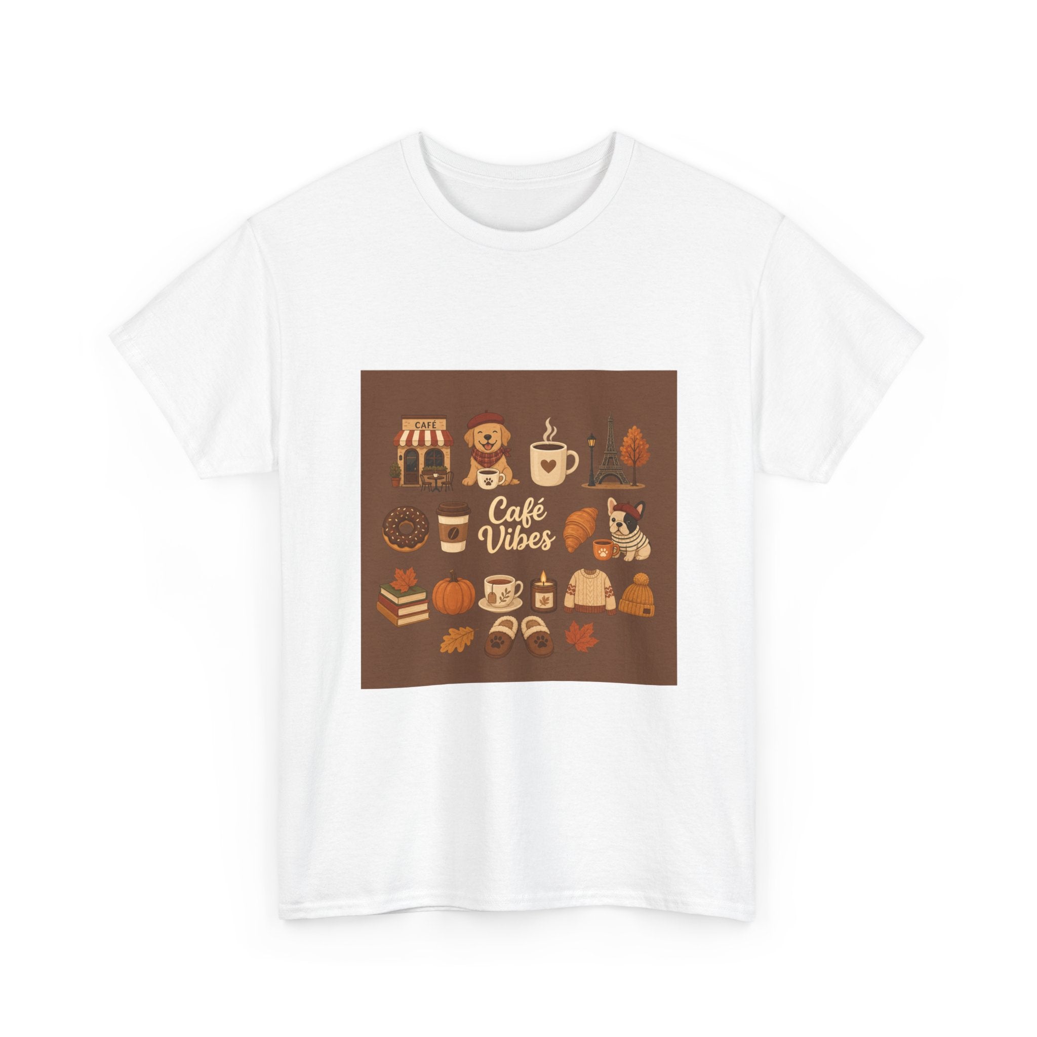 Cafe Vibes Tee — Cozy Coffee and Dogs Graphic T‑Shirt