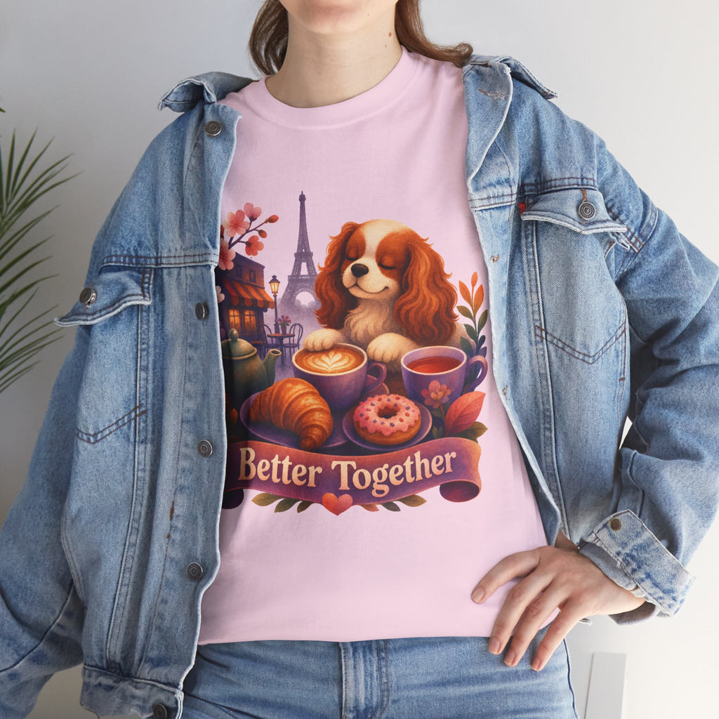 Dog & Brunch Better Together' T‑Shirt — Cute Cavalier King Charles Tea Time Tee