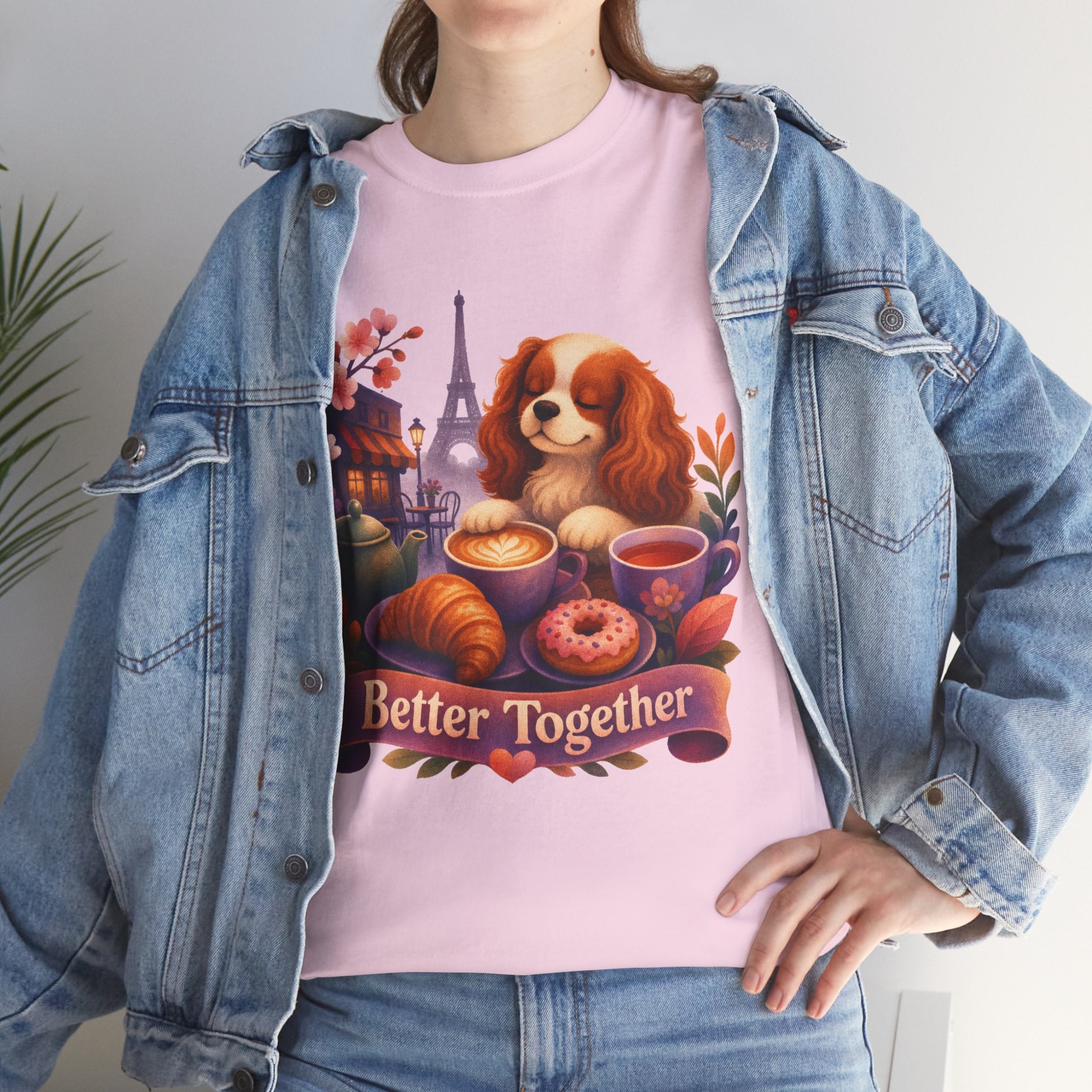 Dog & Brunch Better Together' T‑Shirt — Cute Cavalier King Charles Tea Time Tee