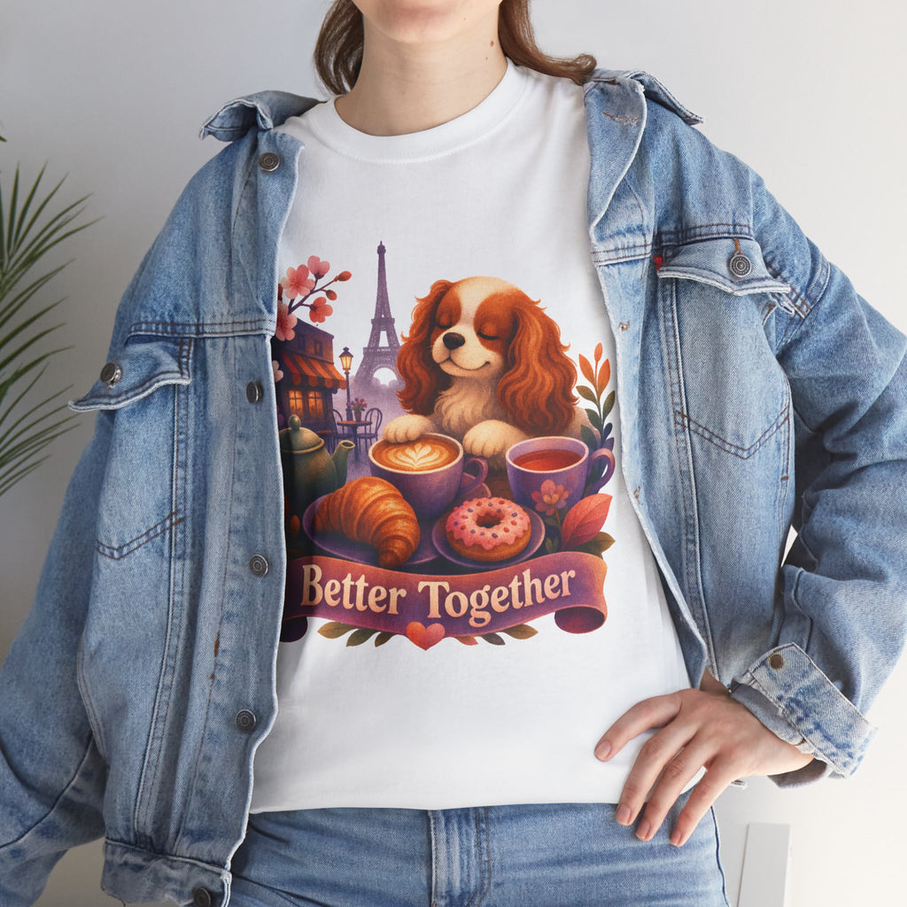 Dog & Brunch Better Together' T‑Shirt — Cute Cavalier King Charles Tea Time Tee