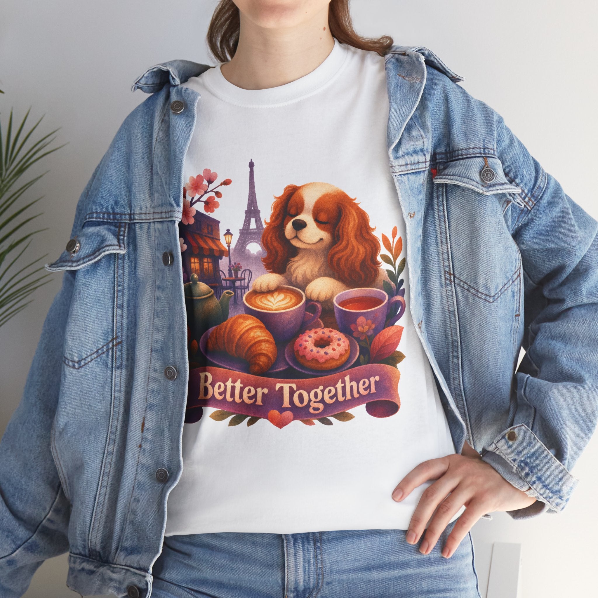Dog & Brunch Better Together' T‑Shirt — Cute Cavalier King Charles Tea Time Tee