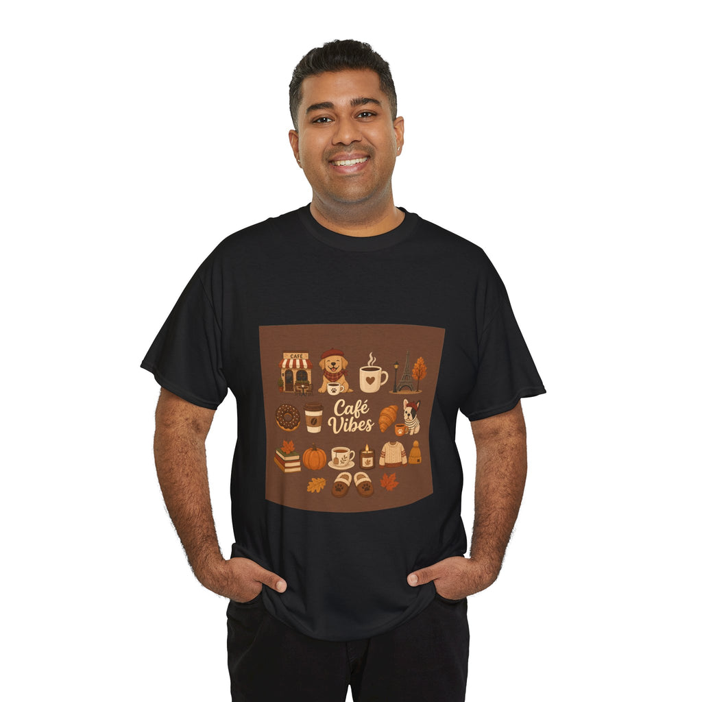 Cafe Vibes Tee — Cozy Coffee and Dogs Graphic T‑Shirt