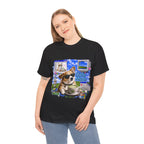 Café Mode Tee — Retro Vaporwave Corgi Coffee T-Shirt