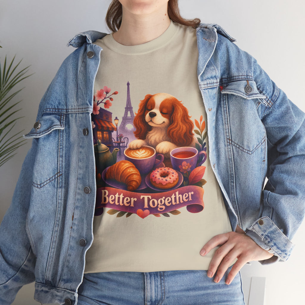 Dog & Brunch Better Together' T‑Shirt — Cute Cavalier King Charles Tea Time Tee