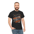 Retro Space Dog Driving Classic Car Tee | Vintage Rocket Adventure